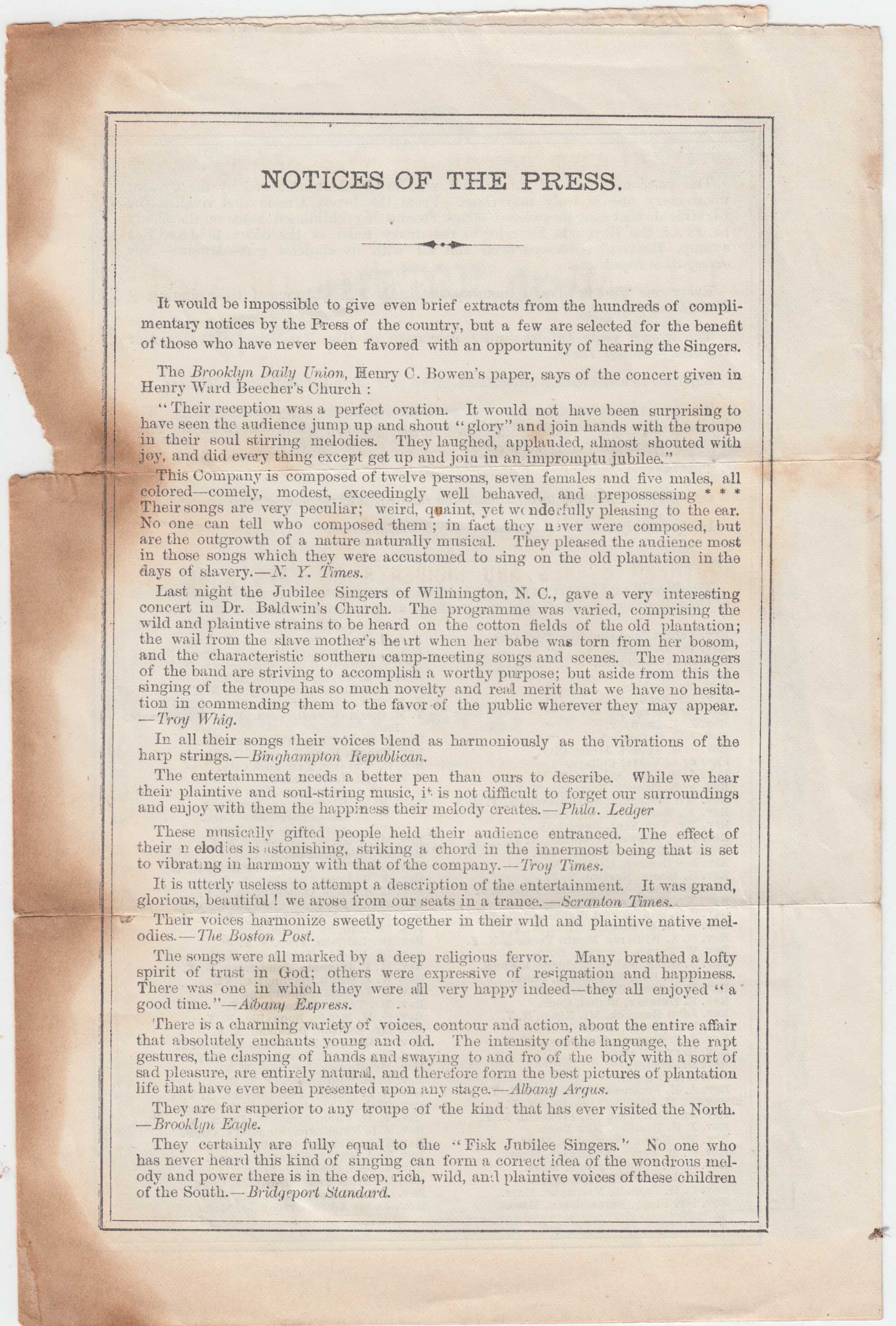 HBC009, 1875-06-02 Handbill, Jubilee Concerts at Cady's Hall